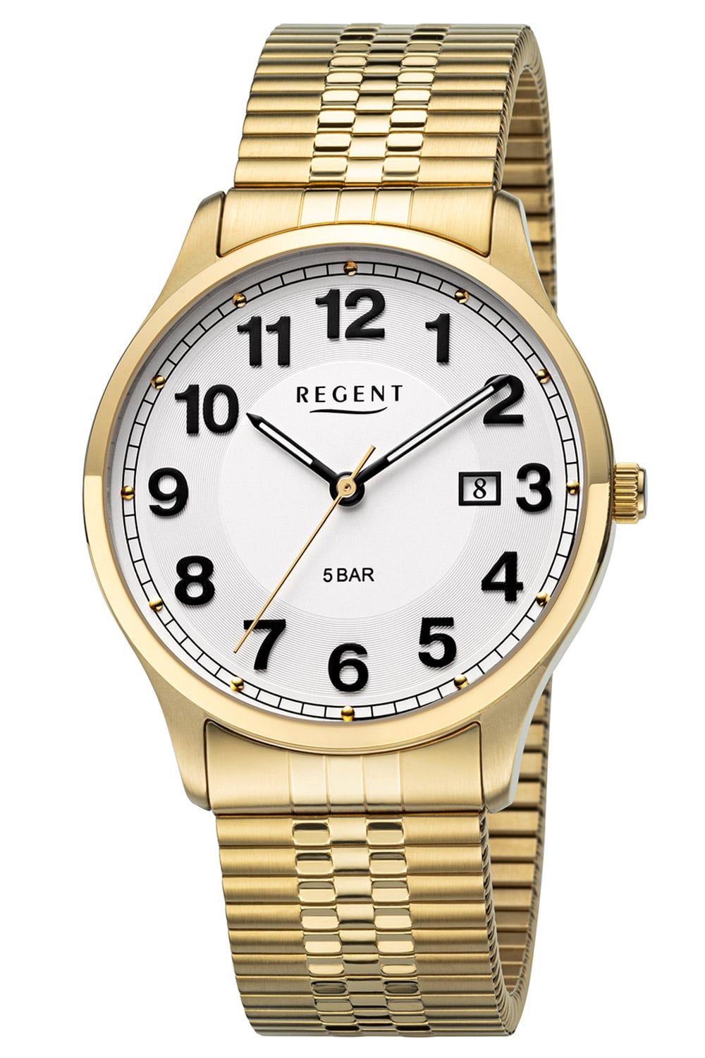 Regent F-1574 Herrenuhr mit Zugband Goldfarben • Mineralglas • Quarzwerk