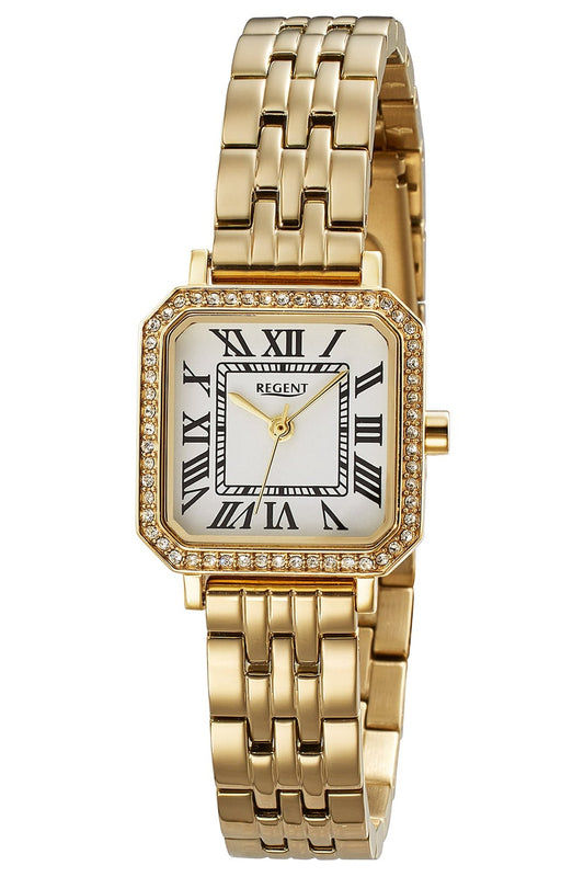 Regent Filius F-1648 Damen Armbanduhr Goldfarben • Quarzwerk • Römische Ziffern