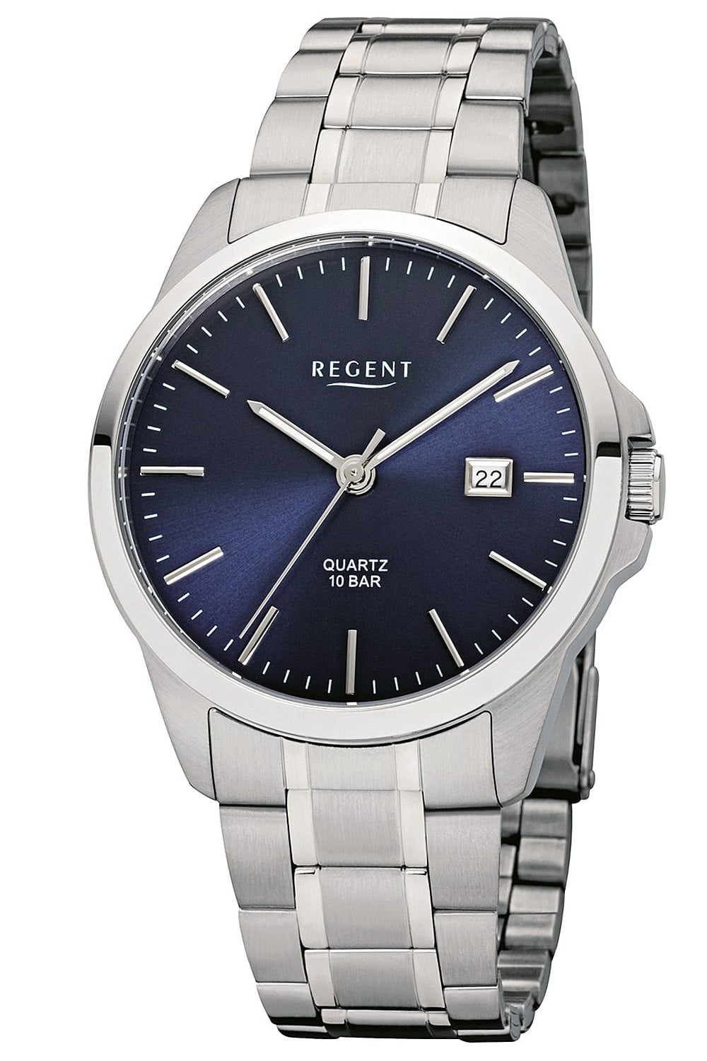 Regent F-1011 Herrenuhr Blau • Mineralglas • Sicherheitsfaltschließe