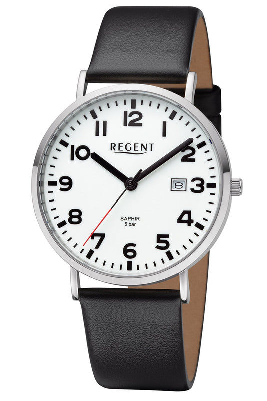 Regent 11110934 Herrenuhr Schwarz • Leuchtendes Zifferblatt • Saphirglas