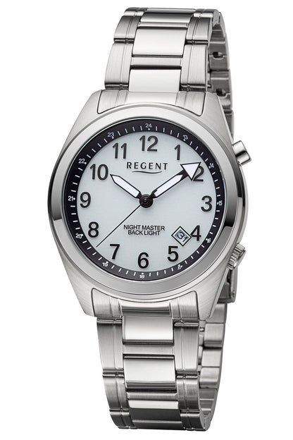 Regent 11150775 Armbanduhr Silber • Leuchtzifferblatt • Mineralglas
