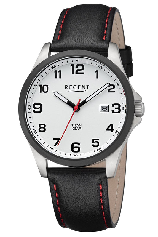 Regent 11190208 Herrenuhr Titan Silber • Mineralglas • Leuchtzeiger