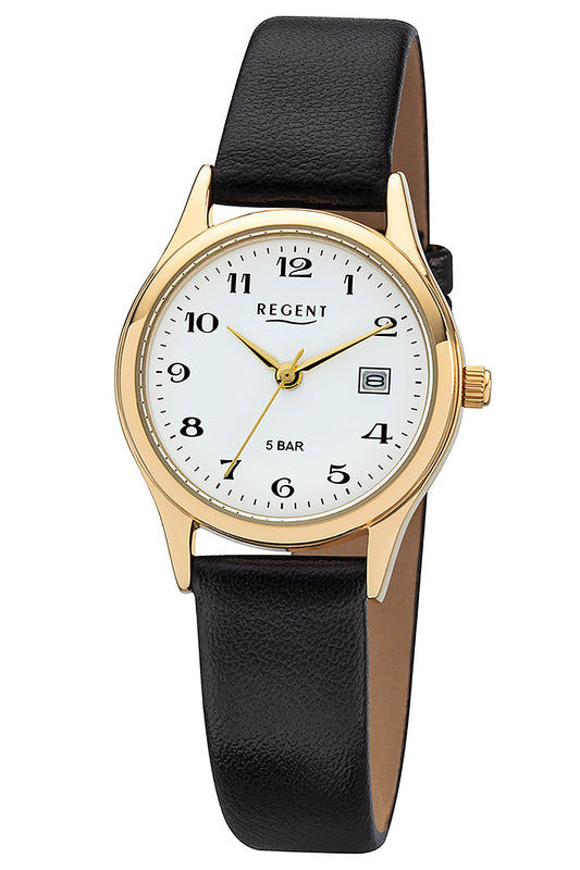 Regent F-835 Damenuhr Goldfarben • Mineralglas • Quarzwerk mit Datum