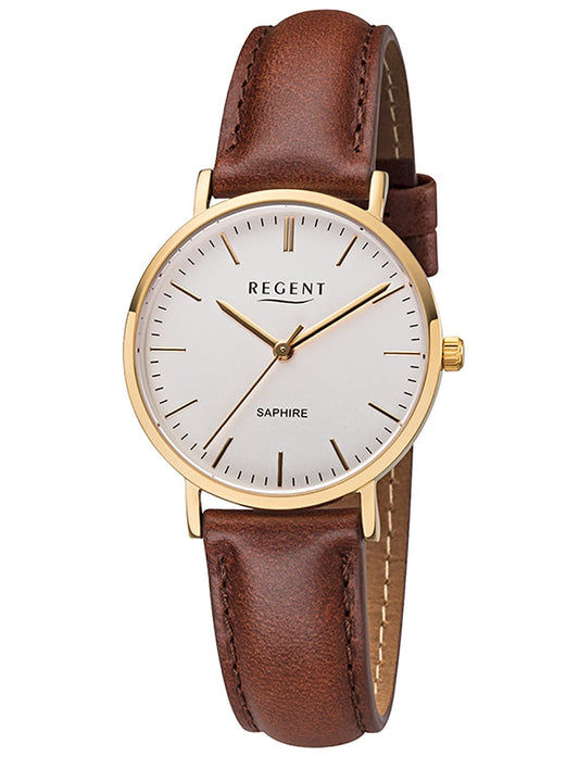 Regent F-1299 Damen Armbanduhr Goldfarben • Mineralglas • Quarzwerk