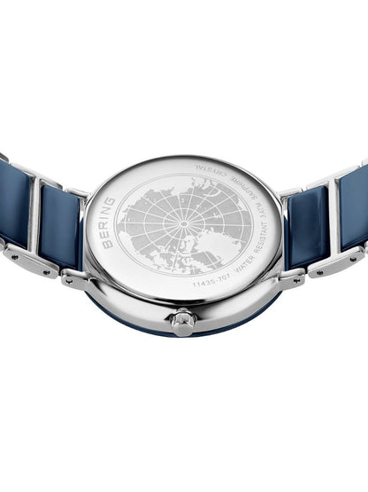 Bering Ceramic 11435-707 Damen Armbanduhr Silber • Saphirglas • Diamant-Indizes, Bild 3