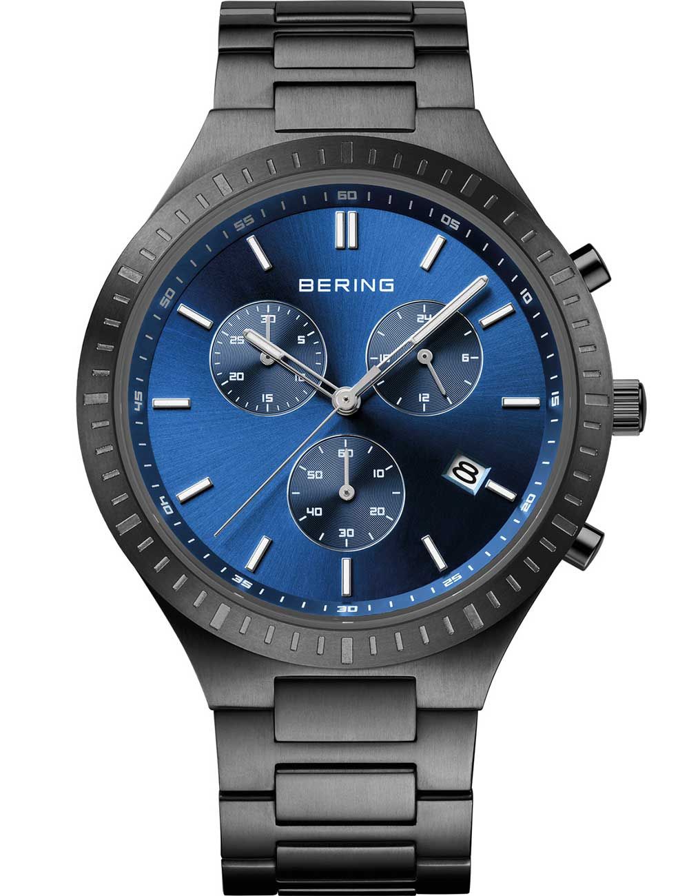 Bering Classic 11743-727 Herren Armbanduhr Blau • Titan-Chronograph • Saphirglas entspiegelt
