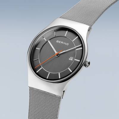 Bering Classic 11938-007 Herrenuhr Grau • Saphirglas • Milanaise-Armband, Bild 2