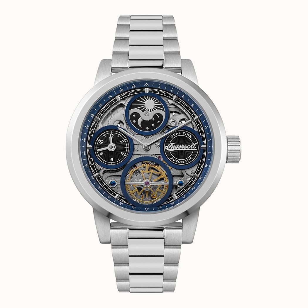 Ingersoll The Arc I16003 Herrenuhr • Automatikwerk • Blau Skelett-Zifferblatt
