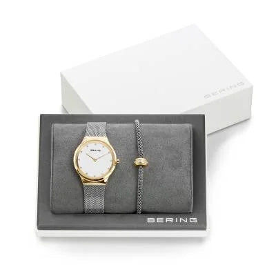 Bering Classic 12131-132-GWP Damenuhr Goldfarben • Saphirglas • Milanaise-Armband mit Charm-Armband, Bild 10