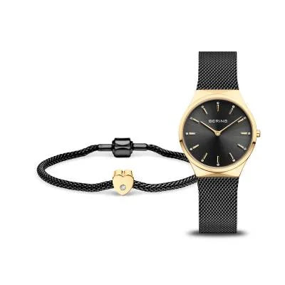 Bering Classic 12131-132-GWP Damenuhr Goldfarben • Saphirglas • Milanaise-Armband mit Charm-Armband, Bild 2