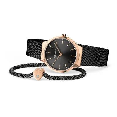 Bering Classic 12131-169-GWP Damenuhr Roségold-Schwarz • Saphirglas • Milanaise-Armband Set, Bild 2