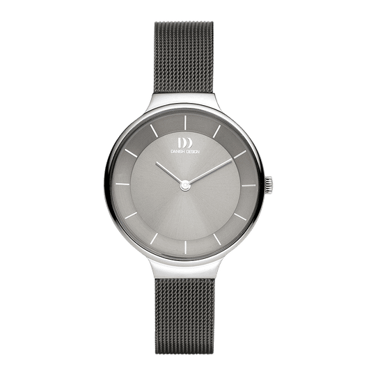 Damenuhr von Danish Design mit grauem Zifferblatt, Mesh-Edelstahlband und rundem Gehäuse