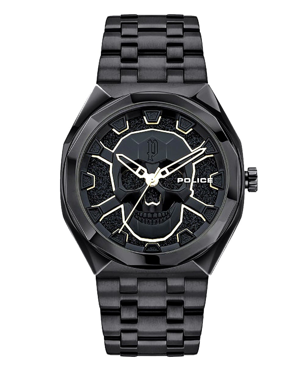 Police Kediri PEWJG2110701 Herrenuhr Schwarz • Totenkopf-Design • Mineralglas