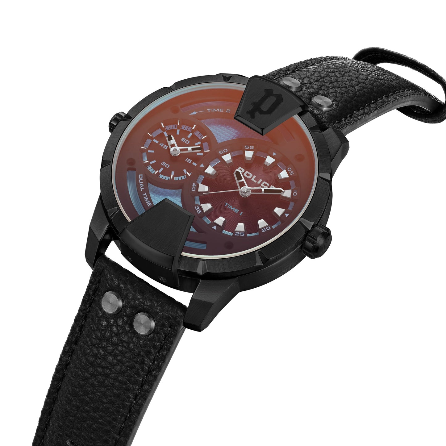 Police Huntley PEWJA0022001 Herrenuhr Schwarz • Dualzeit • Mineralglas, Bild 2