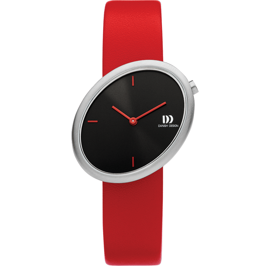 Danish Design Frihed IV24Q1284 Ellipse Armbanduhr Rot • Elliptisches Gehäuse • Mineralglas