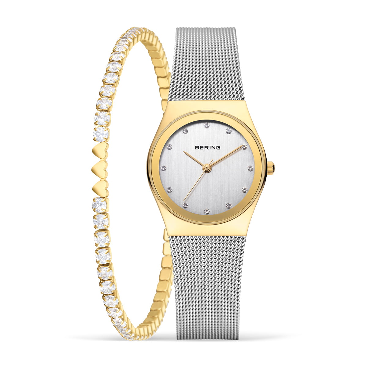 Bering Classic 12927-001-GWP Damenuhr Goldfarben • Saphirglas • Geschenkset mit Armband