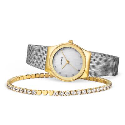 Bering Classic 12927-001-GWP Damenuhr Goldfarben • Saphirglas • Geschenkset mit Armband, Bild 2