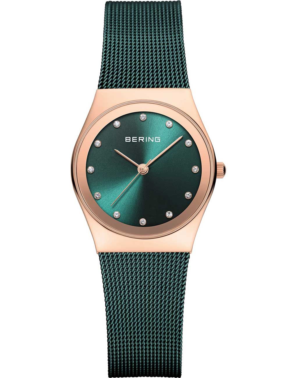 Bering Classic 12927-868 Damen Armbanduhr Grün • Saphirglas • Swarovski-Kristalle