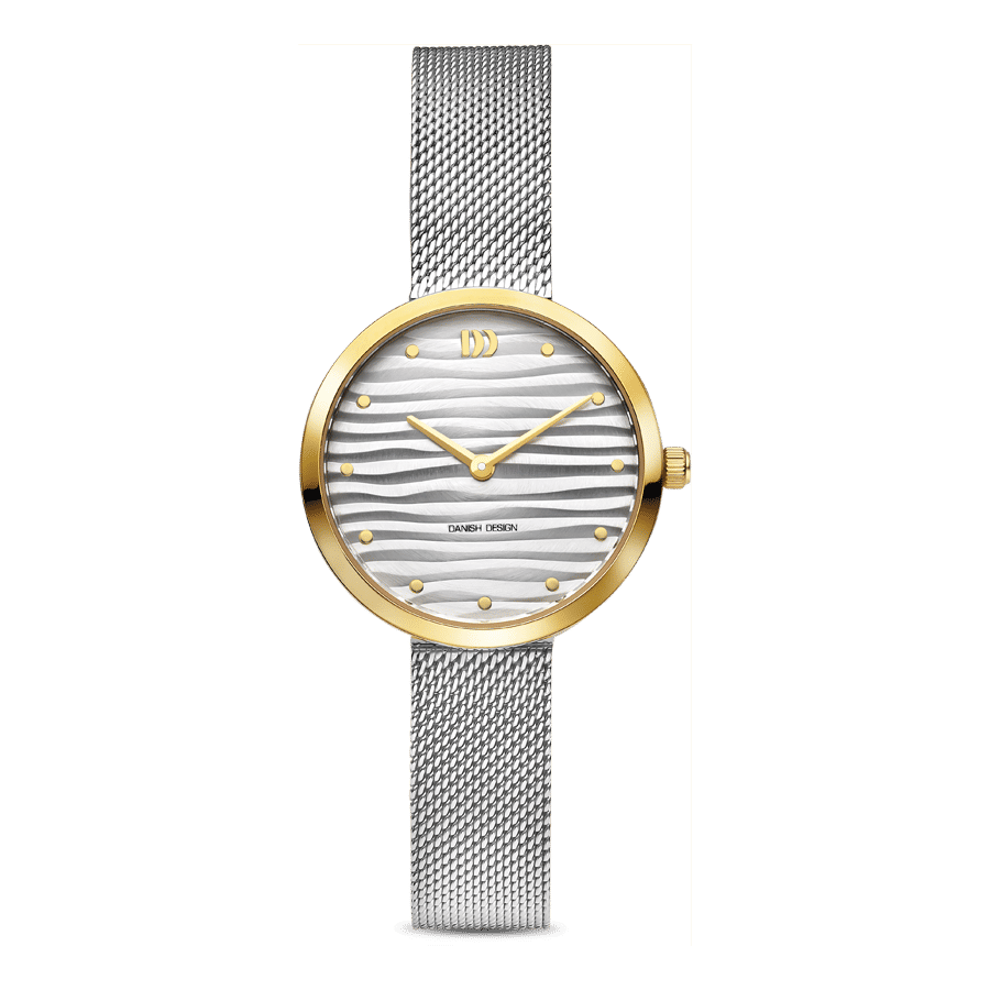 Danish Design Pure IV65Q1307 Amelia Ripple Damenuhr Bicolor • Milanaise-Armband • Mineral-Uhrenglas