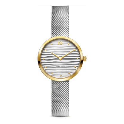 Danish Design Pure IV65Q1307 Amelia Ripple Damenuhr Bicolor • Milanaise-Armband • Mineral-Uhrenglas