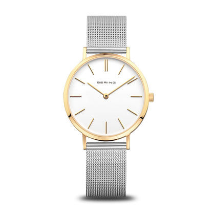 Bering Classic 14134-010 Damenuhr Gold • Saphirglas • Milanaise-Armband