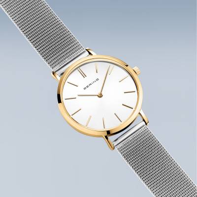Bering Classic 14134-010 Damenuhr Gold • Saphirglas • Milanaise-Armband, Bild 3