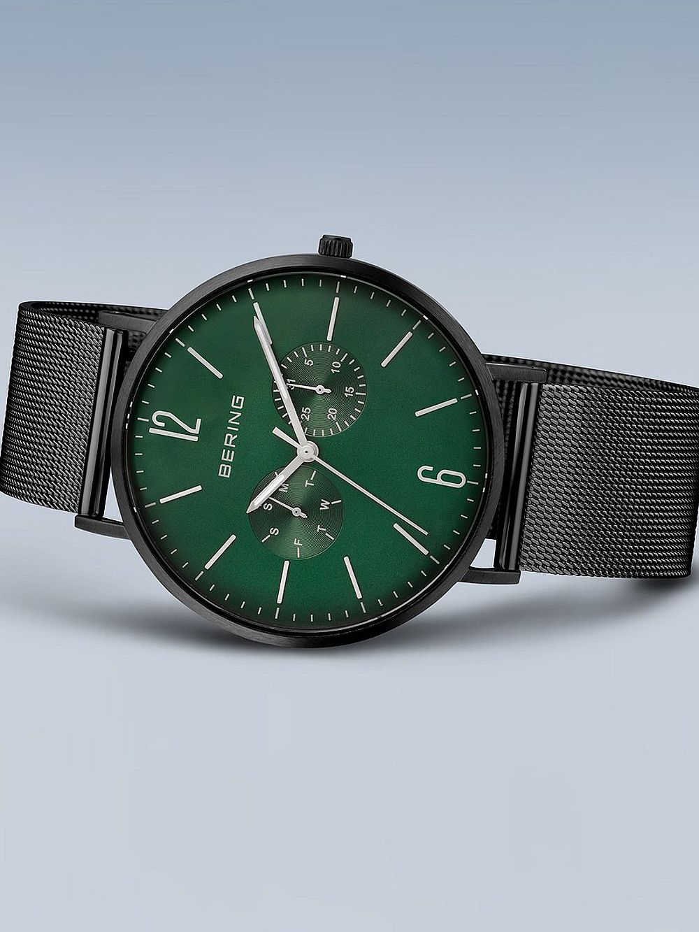 Bering Classic 14240-128 Herren Armbanduhr Grün-Schwarz • Meshband aus Edelstahl • Multifunktions-Quarzwerk, Bild 4