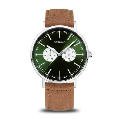 Bering Classic 14240-508 Herrenuhr Grün • Saphirglas • Chronograph-Layout mit Tag- und Datumsanzeige