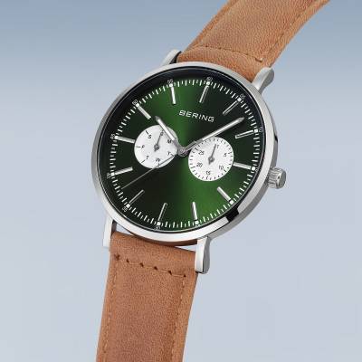 Bering Classic 14240-508 Herrenuhr Grün • Saphirglas • Chronograph-Layout mit Tag- und Datumsanzeige, Bild 2