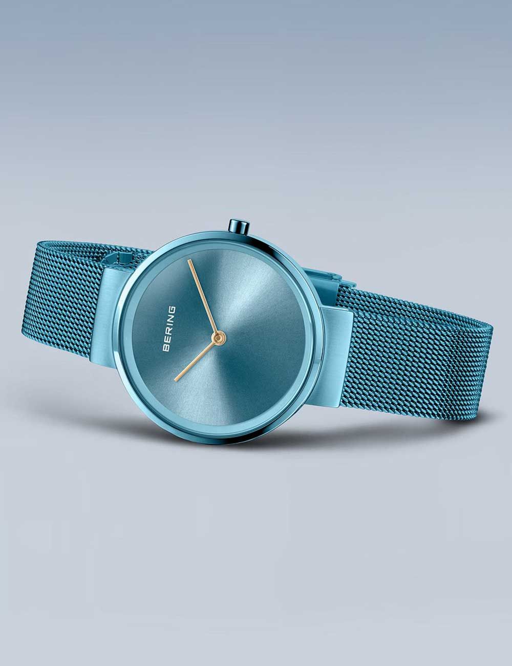 Bering Classic 14531-388 Damen Armbanduhr Blau • Saphirglas entspiegelt • Milanaise-Armband, Bild 3