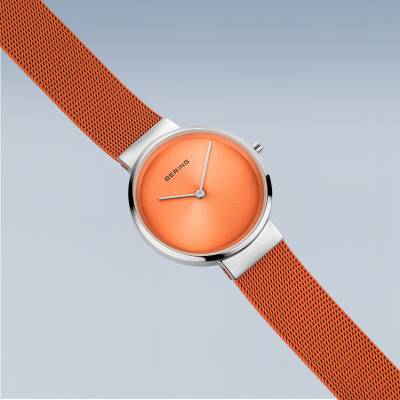 Bering Classic 14531-505 Damenuhr Orange • Saphirglas • Milanaise-Armband, Bild 3