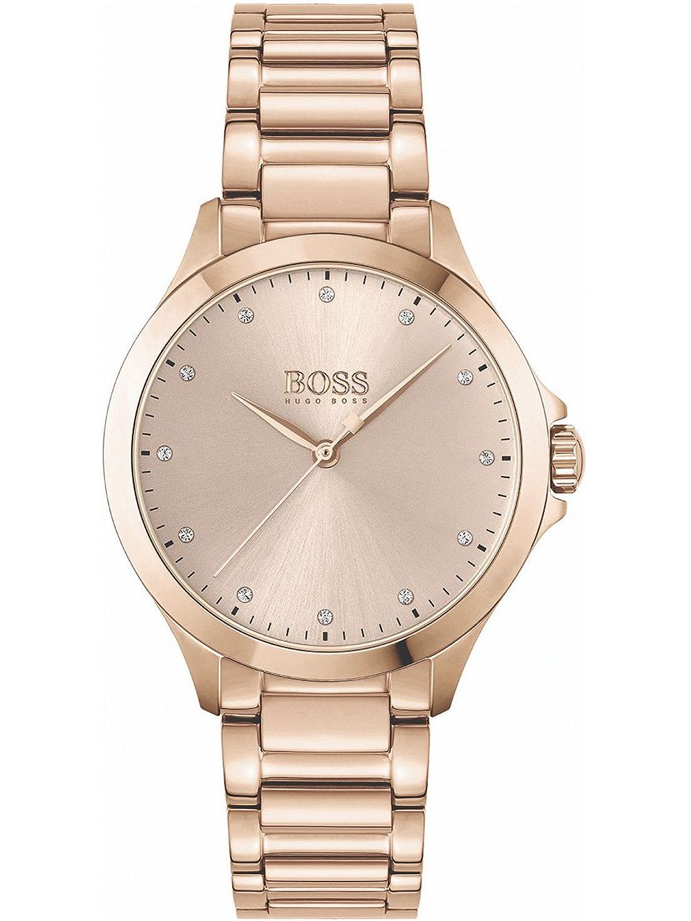 BOSS Grace 1502578 Damen Armbanduhr Roségold • Mineralglas • Zirconia-Steinbesatz