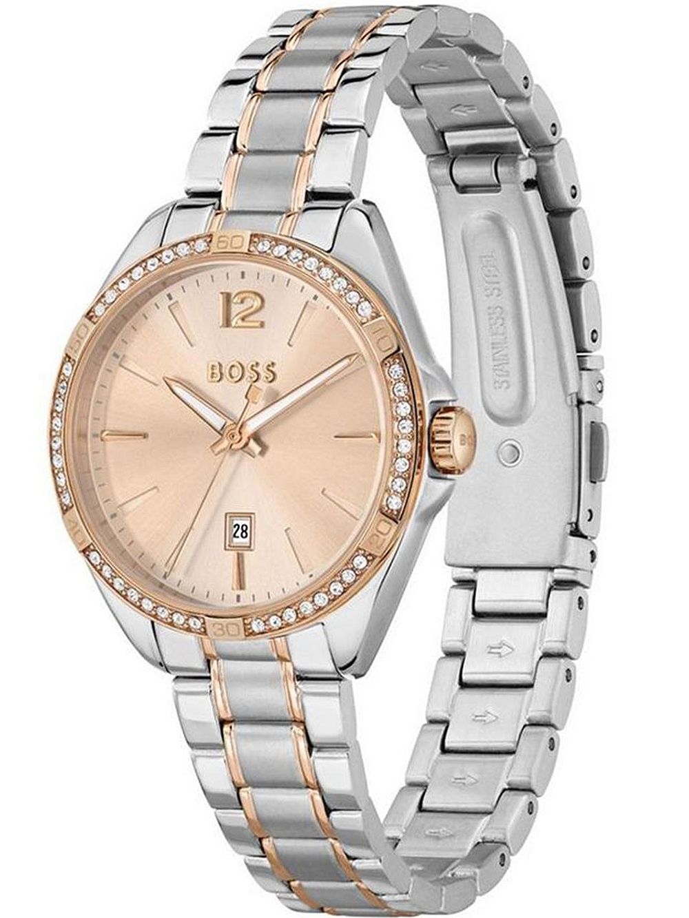 BOSS Felina 1502622 Damen Armbanduhr Roségold • Mineralglas • Datumsanzeige, Bild 2