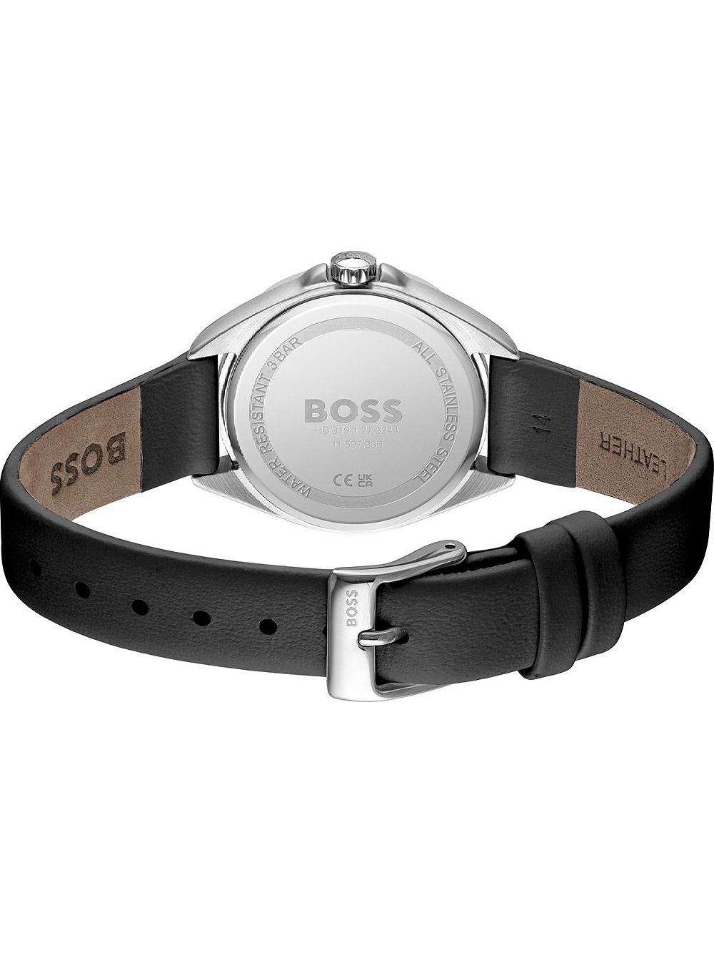BOSS Felina 1502624 Damen Armbanduhr Schwarz • Schwarzes Lederarmband • Datumsanzeige, Bild 3