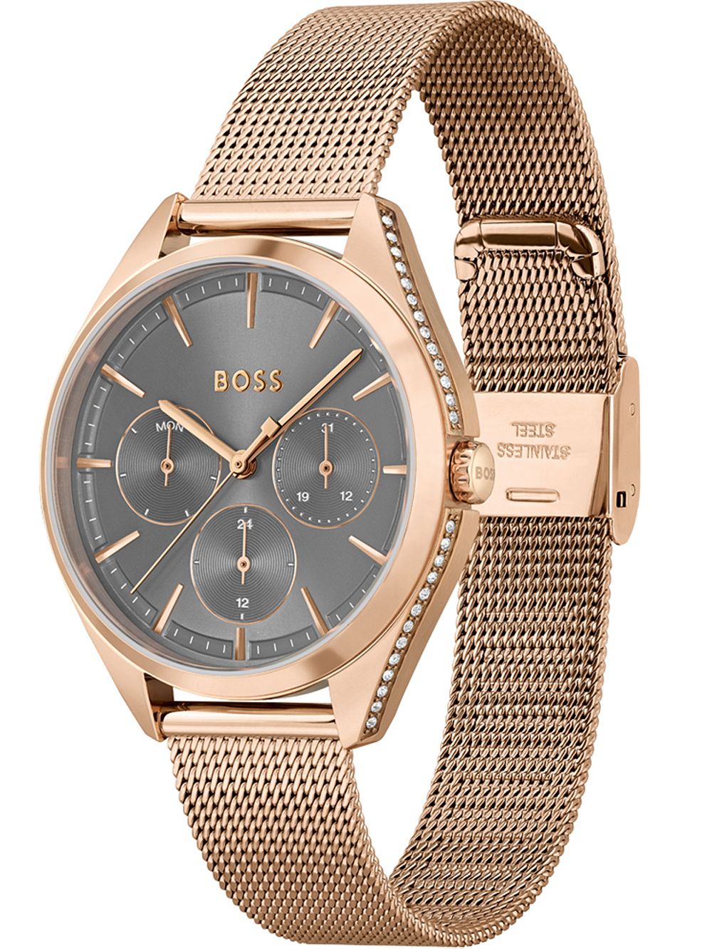BOSS Saya 1502639 Damen Armbanduhr Roségold • Milanaise-Armband • Mineralglas, Bild 2