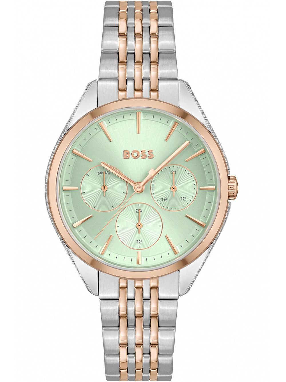 BOSS Saya 1502641 Damen Armbanduhr Silber • Mehrfach-Zifferblatt • Mineralglas