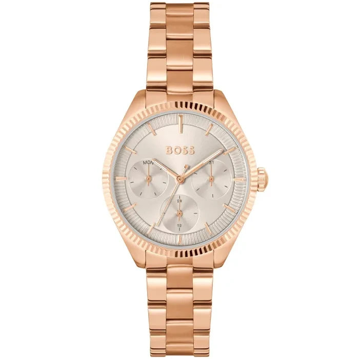 BOSS Sage Sport 1502802 Damen Armbanduhr Grau • Skelett-Zifferblatt • Roségold Edelstahlarmband