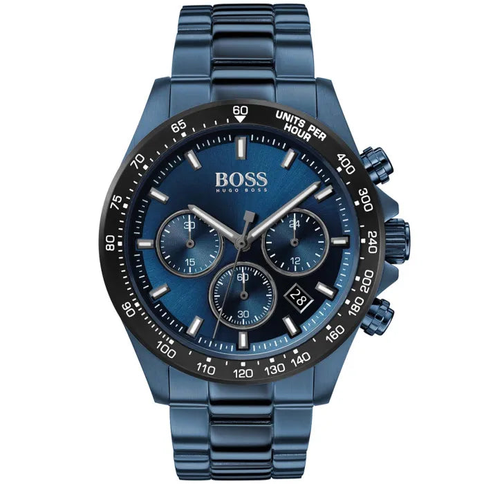BOSS Hero Sport 1513758 Herren • Chronograph • Blaues Edelstahlarmband
