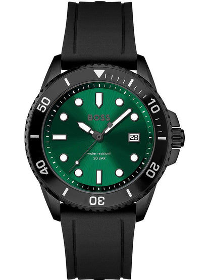 BOSS Ace 1513915 Herren Armbanduhr Grün • Taucheruhren-Wasserdichtigkeit • Mineralglas