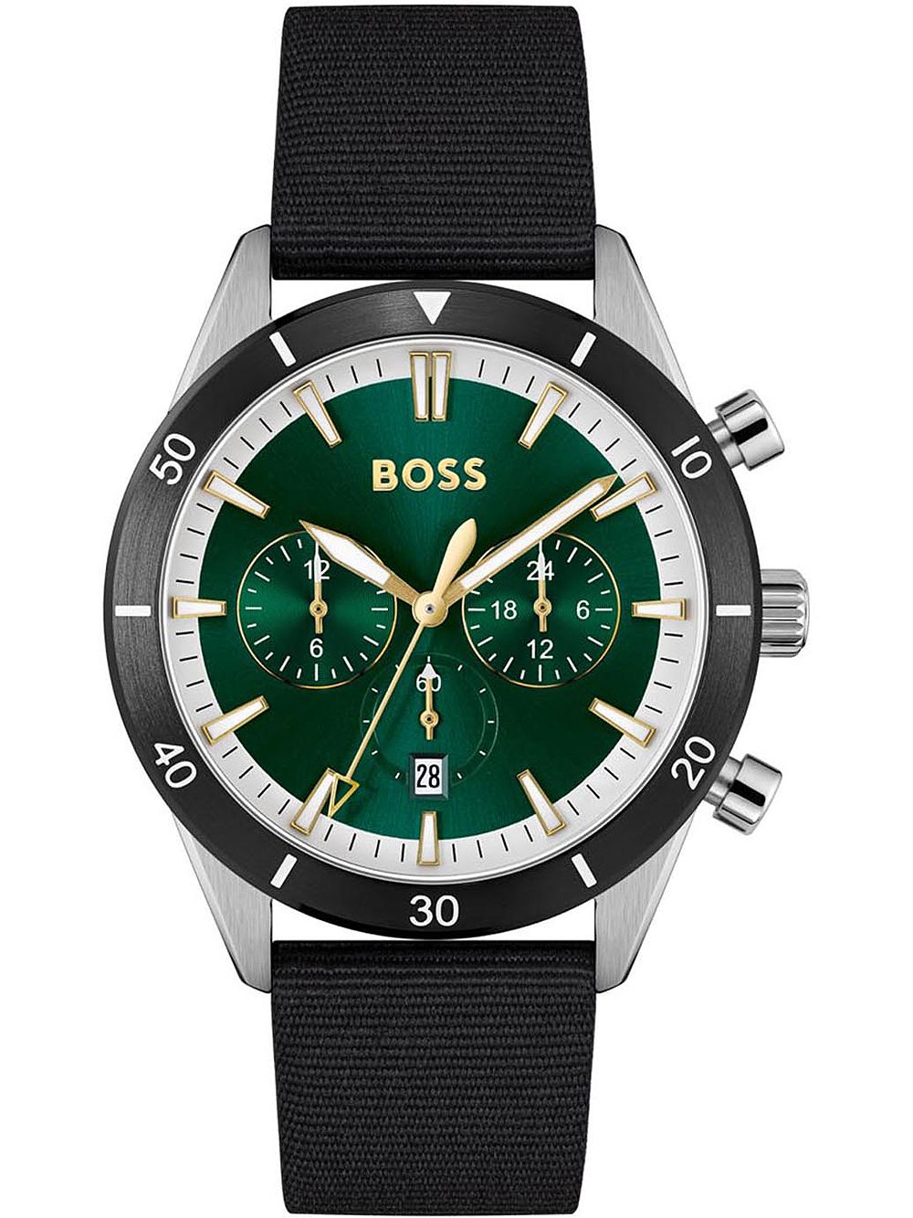 BOSS Santiago 1513936 Herrenuhr Grün • Chronograph • Mineralglas