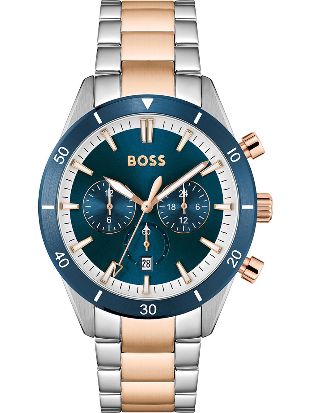 BOSS Santiago 1513937 Herrenuhr Blau • Chronograph • Mineralglas