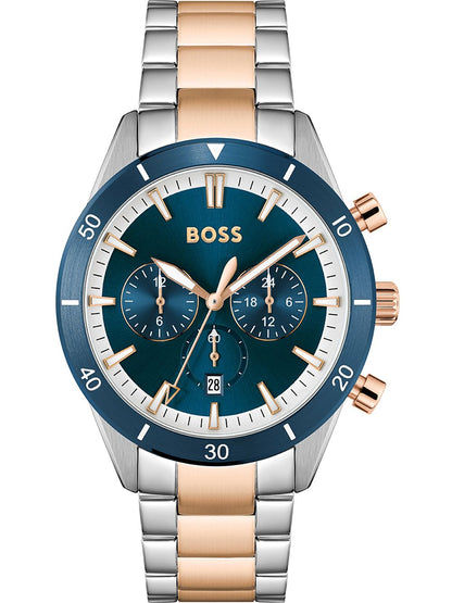 BOSS Santiago 1513937 Herrenuhr Blau • Chronograph • Mineralglas