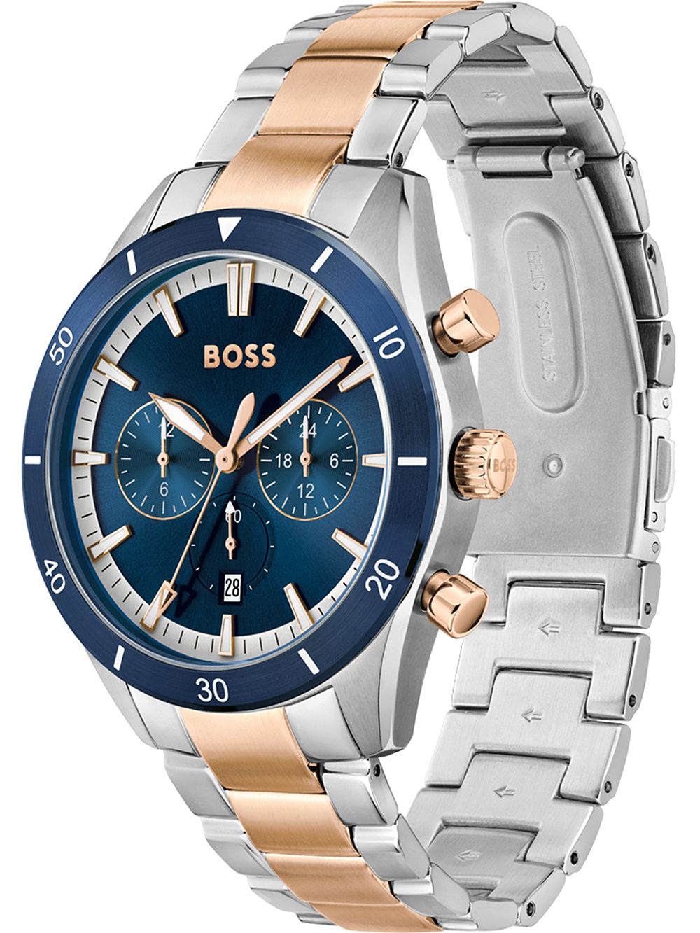 BOSS Santiago 1513937 Herrenuhr Blau • Chronograph • Mineralglas, Bild 2