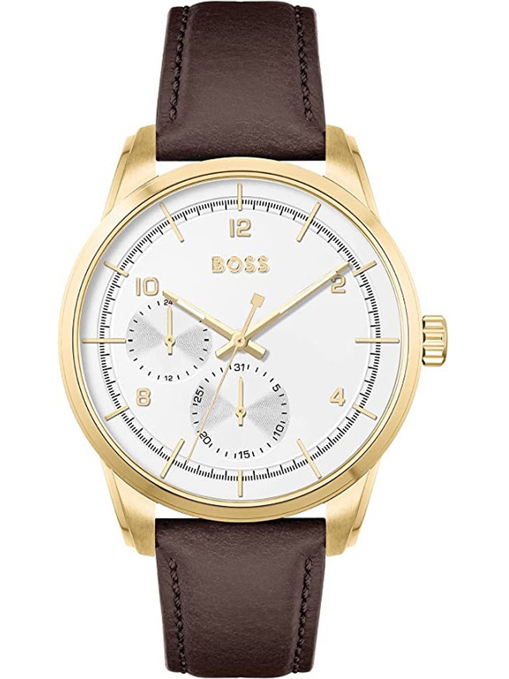 BOSS Sophio 1513956 Herrenuhr Gold • Gelbgold IP Edelstahl • Multifunktions-Quarzwerk