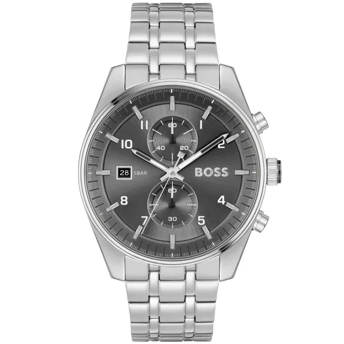 BOSS Skytraveller 1514151 Herren Armbanduhr Grau • Chronograph • Mineralglas