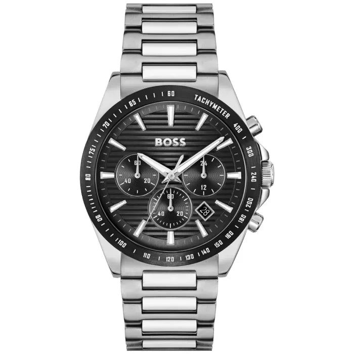 BOSS Strike Chrono 1514290 Herren Armbanduhr Silber • Saphirglas • Chronograph
