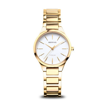 Bering Classic Titanium 15630-734 Damenuhr Gold • Saphirglas • Swarovski-Elemente