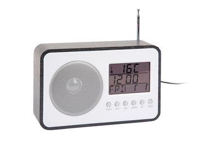 Karlsson FM Radio KA6036BK Wecker Schwarz • FM-Radio mit Weckfunktion • Digitale Anzeige mit Datum & Temperatur