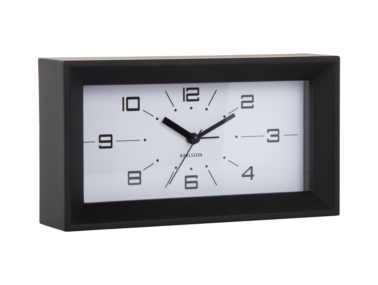 Karlsson Lujo Rectangle KA6066BK Wecker Schwarz • Geräuschloses Sweep-Uhrwerk • Retro-Design