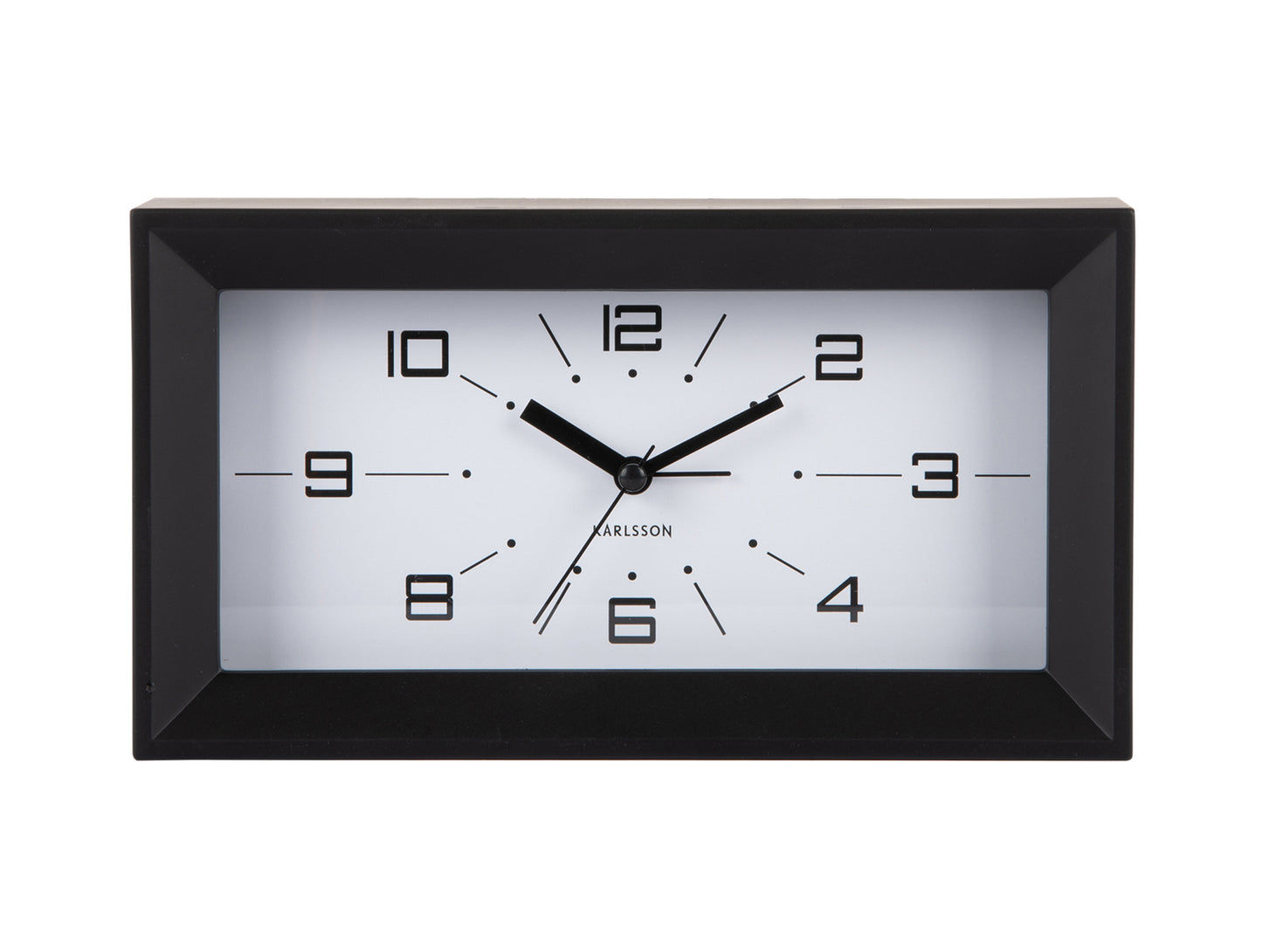 Karlsson Lujo Rectangle KA6066BK Wecker Schwarz • Geräuschloses Sweep-Uhrwerk • Retro-Design, Bild 2